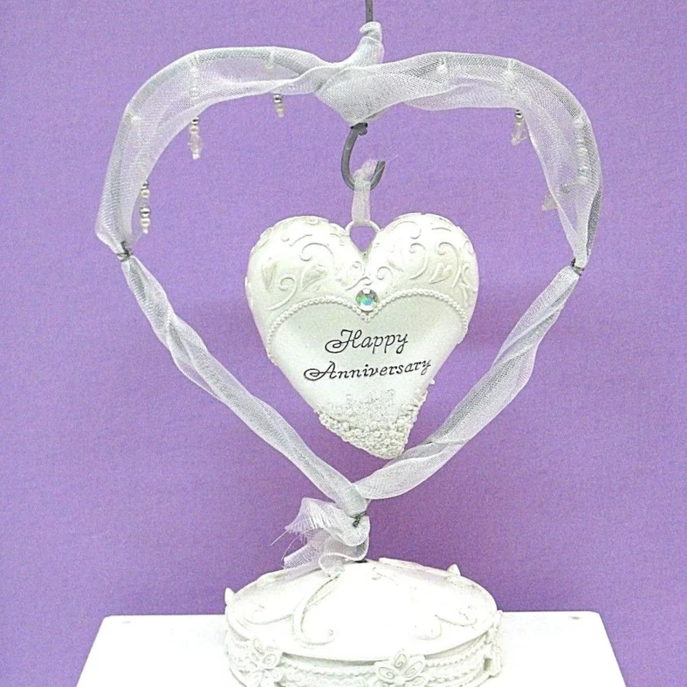 Enesco White Heart Anniversary Ornament